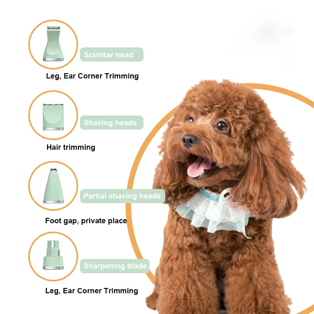 Dog Clipper Cat Hair Clippers Pet Grooming Haircut nail Trimmer  Set 4 in 1 Cordless Rechargeable Professional Pet Grooming Tool